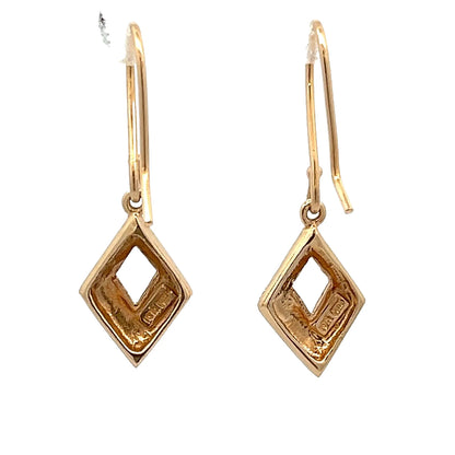 10Ct Yellow Gold Dotted Detail Diamond Shaped Hook Earrings
