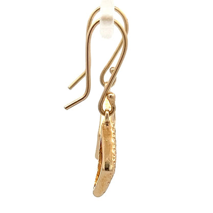 10Ct Yellow Gold Dotted Detail Diamond Shaped Hook Earrings