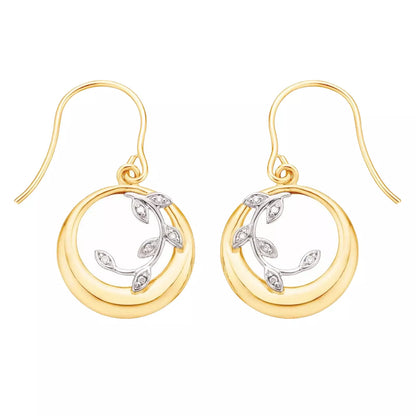 10Ct Two-Toned Gold Diamond Set Vine Dangle/Drop Earrings