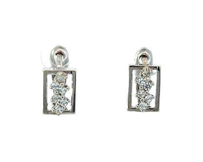 18Ct White Gold CZ Huggie Hoop Earrings