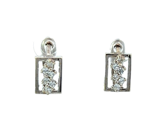 18Ct White Gold CZ Huggie Hoop Earrings
