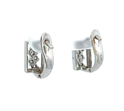 18Ct White Gold CZ Huggie Hoop Earrings