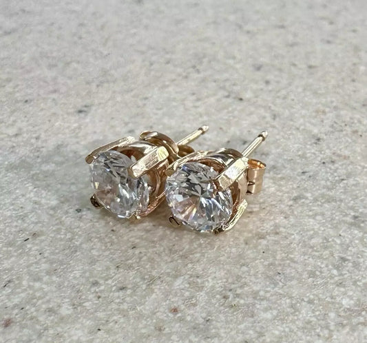 9Ct Rose Gold 1.6 TW Diamond Simulant Solitaire Stud Earrings