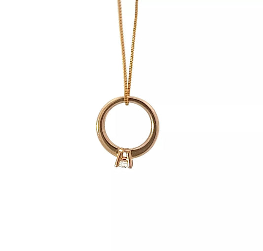 18Ct Rose Gold Diamond Ring Pendant