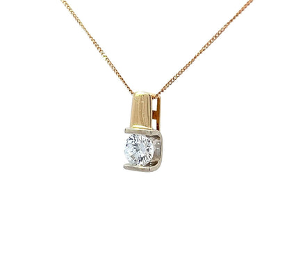 14Ct Yellow Gold CZ Solitaire Pendant