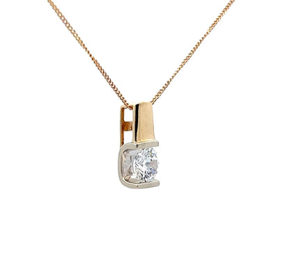14Ct Yellow Gold CZ Solitaire Pendant
