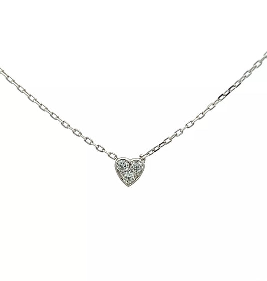 18Ct White Gold Cartier Mini Heart Of Diamond Necklace