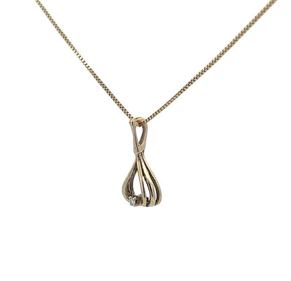 9Ct Yellow Gold Diamond Teardop Pendant