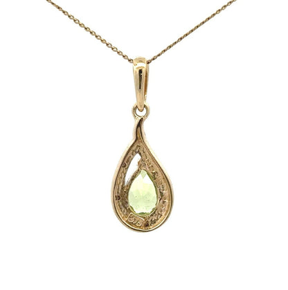 9Ct Two-Tone Gold Peridot & Diamond Accent Pendant