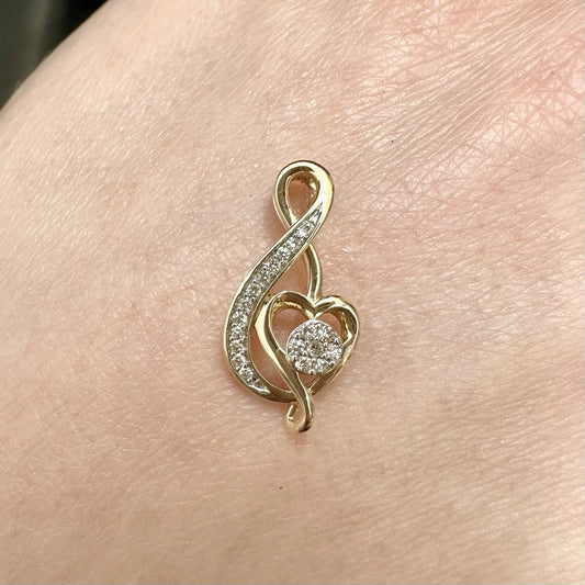9Ct Yellow Gold .06Ct TW Diamond Set Heart Slider Pendant