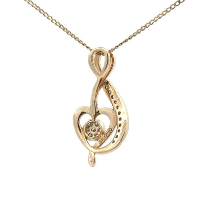9Ct Yellow Gold .06Ct TW Diamond Set Heart Slider Pendant