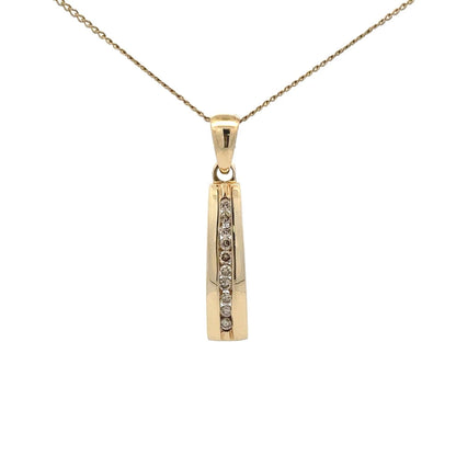 9Ct Yellow Gold .10Ct TW Diamond Channel Set Column Pendant