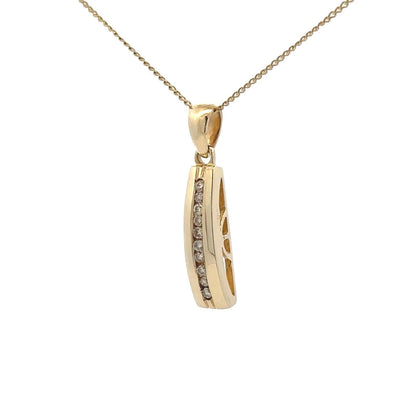 9Ct Yellow Gold .10Ct TW Diamond Channel Set Column Pendant