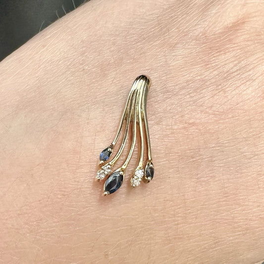 9Ct Yellow Gold Sapphire and Diamond Set Pendant