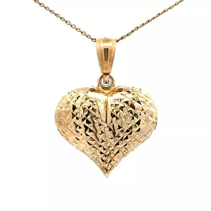 9Ct Yellow Gold Reflective Heart Pendant