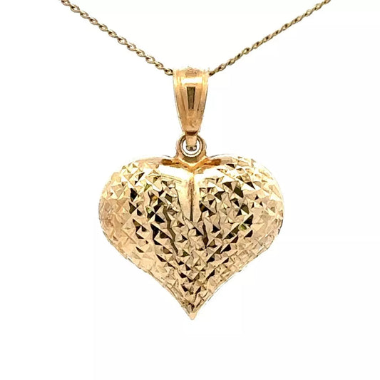 9Ct Yellow Gold Reflective Heart Pendant