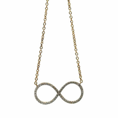 9Ct Yellow Gold Diamond Simulant Infinity 45cm Trace Chain Necklace