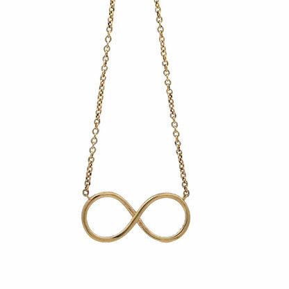 9Ct Yellow Gold Diamond Simulant Infinity 45cm Trace Chain Necklace