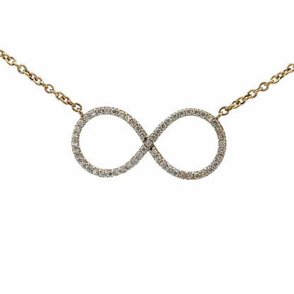 9Ct Yellow Gold Diamond Simulant Infinity 45cm Trace Chain Necklace