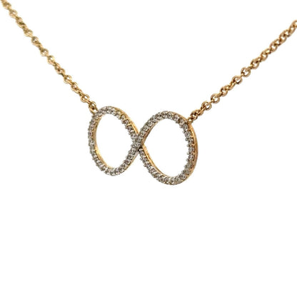 9Ct Yellow Gold Diamond Simulant Infinity 45cm Trace Chain Necklace