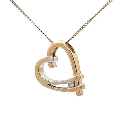 9Ct Two-Toned Gold Diamond Heart Pendant