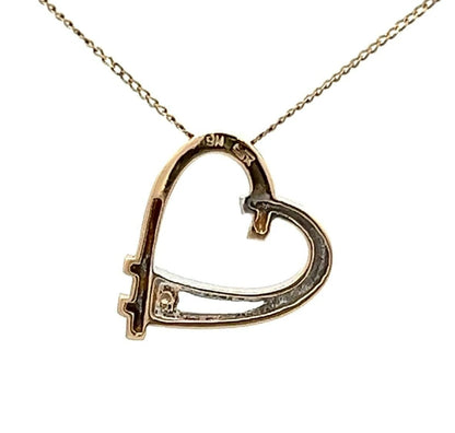 9Ct Two-Toned Gold Diamond Heart Pendant