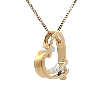 9Ct Two-Toned Gold Diamond Heart Pendant