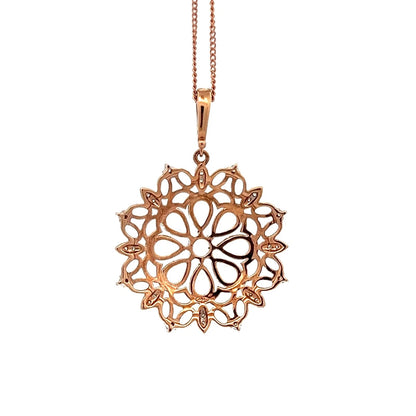 9Ct Rose Gold Morganite & Diamond Accent Floral Enhancer 60cm Trace Necklace