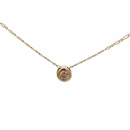 9Ct Yellow Gold Floating .15 TW Diamond 40cm Figaro 1:1 Trace Chain Necklace