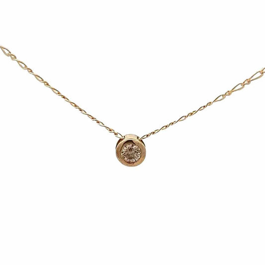 9Ct Yellow Gold Floating .15 TW Diamond 40cm Figaro 1:1 Trace Chain Necklace