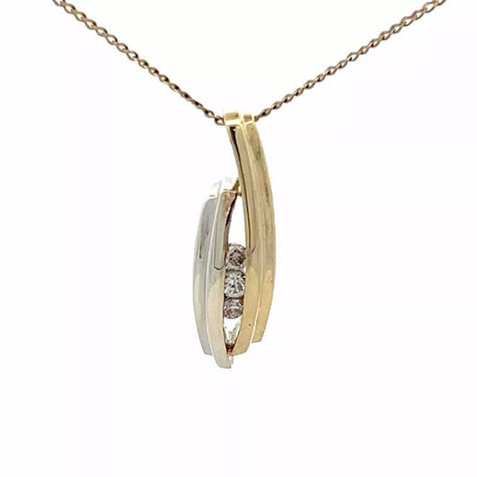 9Ct Two-Toned Gold .05 Carat TW Diamond Accent Charm Pendant