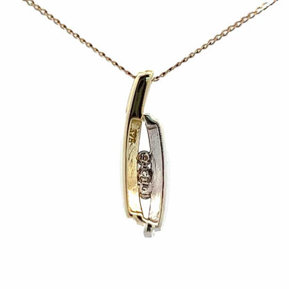 9Ct Two-Toned Gold .05 Carat TW Diamond Accent Charm Pendant