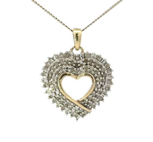 10Ct Two-Toned Gold .50 Carat TW Diamond Heart Charm Pendant