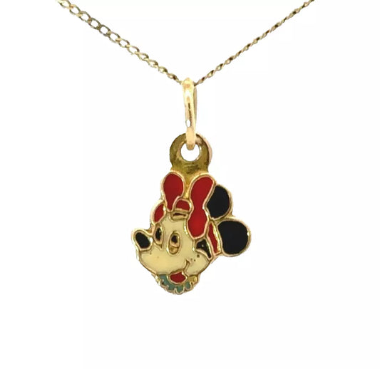 18Ct Yellow Gold Vintage Mini Mouse Resin Charm Pendant