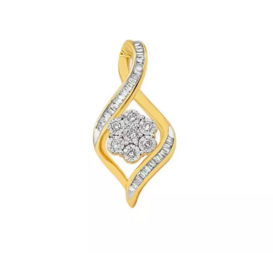 9Ct Yellow Gold Carat .20 TW Diamond Set Miracle Swirl Pendant