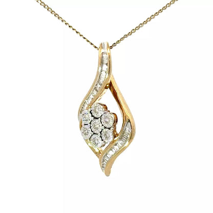 9Ct Yellow Gold Carat .20 TW Diamond Set Miracle Swirl Pendant