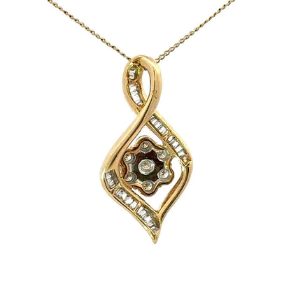 9Ct Yellow Gold Carat .20 TW Diamond Set Miracle Swirl Pendant