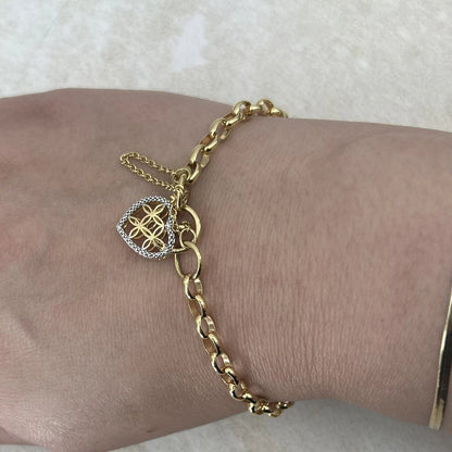 10Ct Two-Toned Gold Diamond Accent 19cm 7.5" 4.5-5mm Width Belcher Bracelet