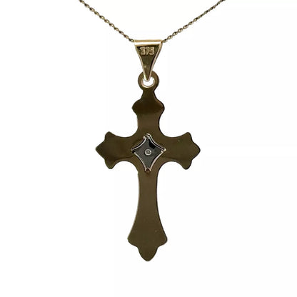 9Ct Two-Toned Gold Diamond Accent Cross Charm Pendant