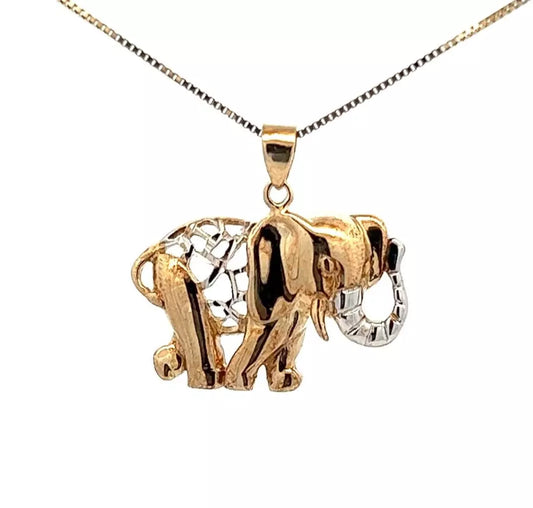 9Ct Two-Toned Gold Elephant Charm Pendant