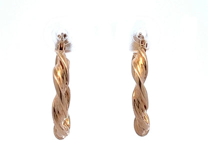9Ct Yellow Gold 3.35 x 15.5mm Twisted Hoops