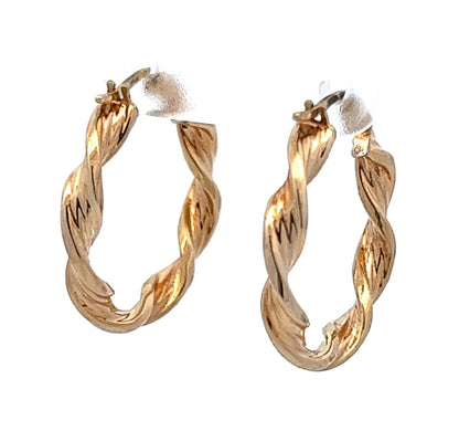9Ct Yellow Gold 3.35 x 15.5mm Twisted Hoops