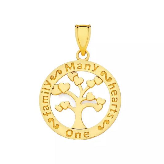 9Ct Yellow Gold Tree of Life Message Pendant