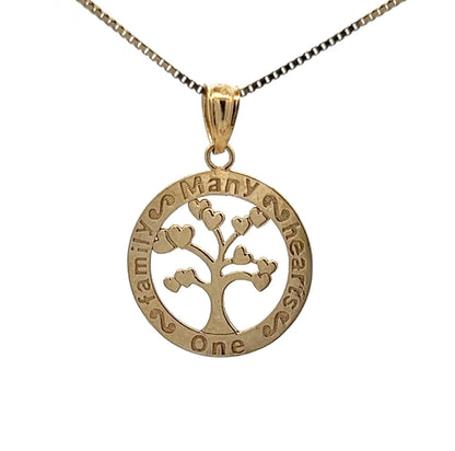 9Ct Yellow Gold Tree of Life Message Pendant