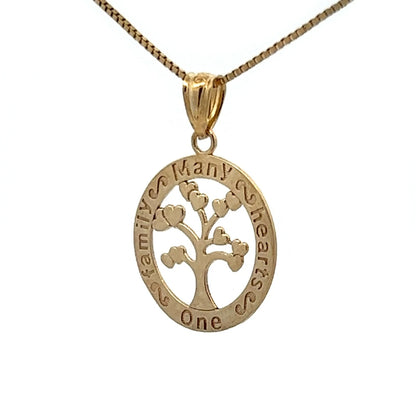 9Ct Yellow Gold Tree of Life Message Pendant