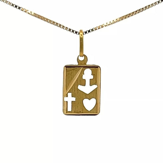 18Ct Yellow Gold Vintage 'Faith, Hope & Charity' Pendant