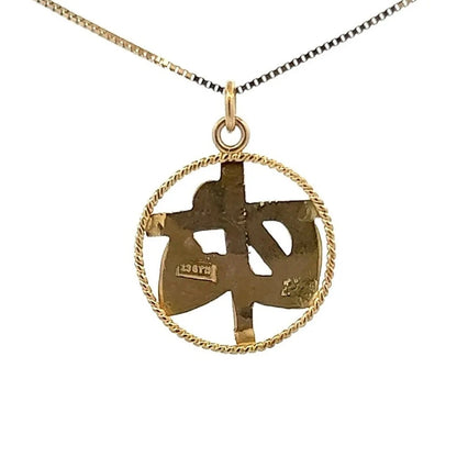 9Ct Yellow Gold Vintage Turquoise 'Faith, Hope & Charity' Pendant