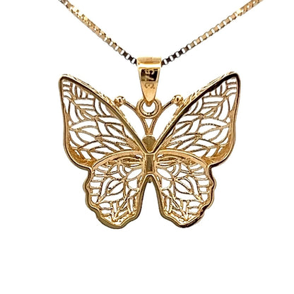 9Ct Two-Toned Gold Filigree Butterfly Charm Pendant