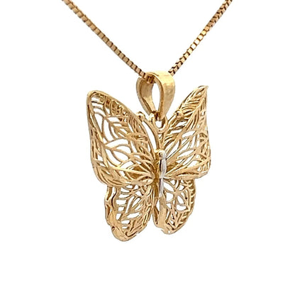 9Ct Two-Toned Gold Filigree Butterfly Charm Pendant