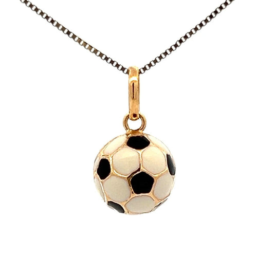 9Ct Yellow Gold 3D Enamel Soccer Ball Charm Pendant